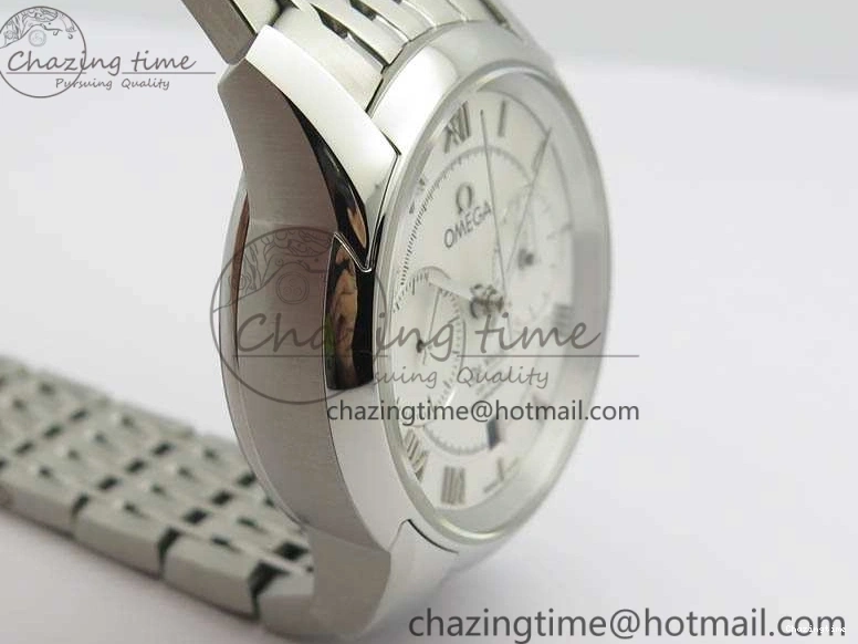 0409 HighQuality De Ville Chronograph SS OMF 1:1 Best Edition White Dial On SS Bracelet A 8151